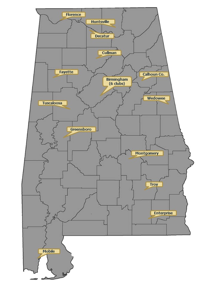 Map of AFMC Clubs